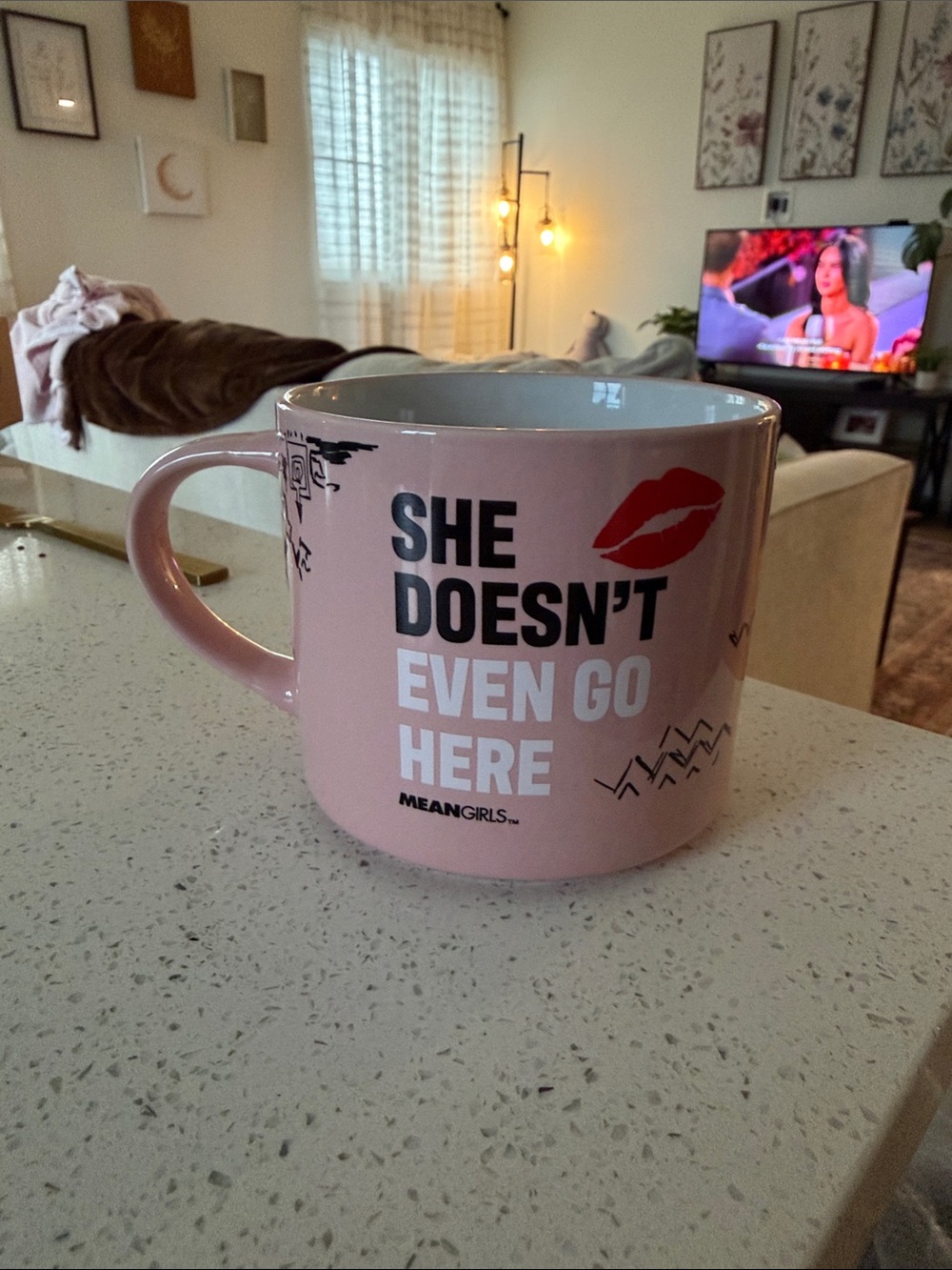 Pink Ceramic Mug - "She Doesn't Even Go Here"